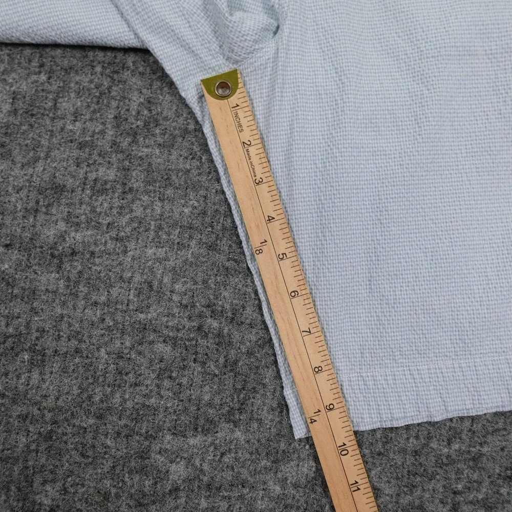Lacoste Shorts Mens 36 Blue Check Seersucker Preppy Golf Casual Flat Front Chino